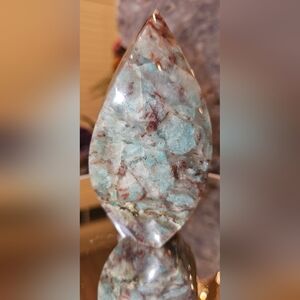 Amazonite, Fire Quartz, and  Smokey Quartz Flame 4.6" x 2.4"